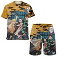 thumbnail image 1 of Demon Slayer Boys Girls Short Sleeve Mesh T-Shirt And Shorts Outfit Set Summer Clothes Set for Kids, 1 of 8