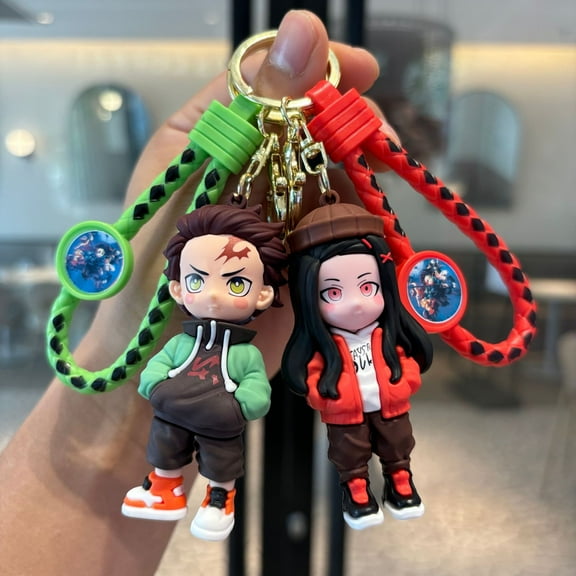 Demon Slayer Cartoon Keychains, Anime cute Keychain, Backpack Key Key Chain Accessories Wristlet chain Car Charms