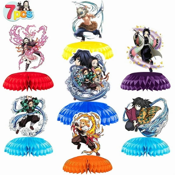 Demon Slayer Centerpieces Honeycomb Table Toppers Decorations for Photo Props Birthday Party Decor Supplies