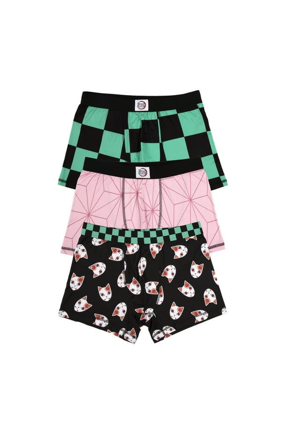 Demon Slayer Character Patterns Men's 3pk Boxer Briefs-Medium