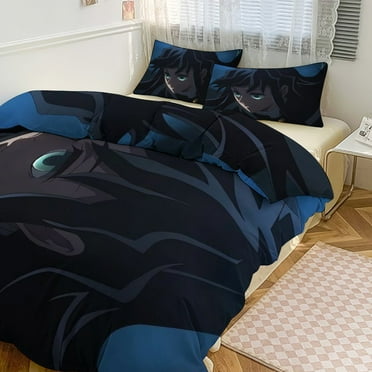 Demon Slayer Comforter Set Queen - Bed in A Bag Queen 3 Pieces, Pintuck Bedding Setswith Comforter, Sheets, Pillowcases & Shams 86"x70"