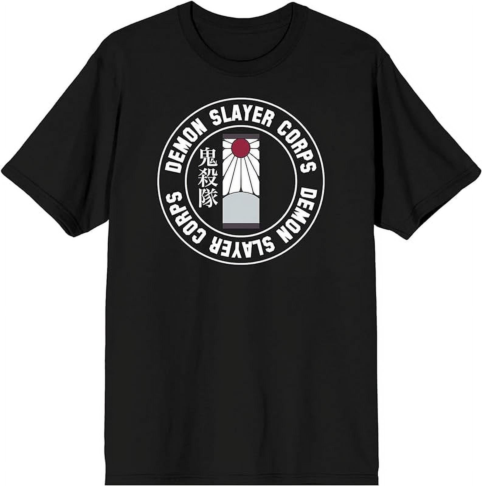 Demon Slayer Corps Logo Crew Neck Short Sleeve Men's Black T-shirt-XL