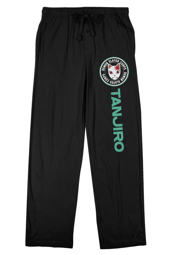 Demon Slayer Corps Tanjiro Quick Turn Men's Black Sleep Pajama Pants-XXL
