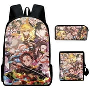 Demon Slayer Daily Backpack Travel Backpacks With Lunch Bag Pencil Bag Set 3 pcs Set Anime Backpack G