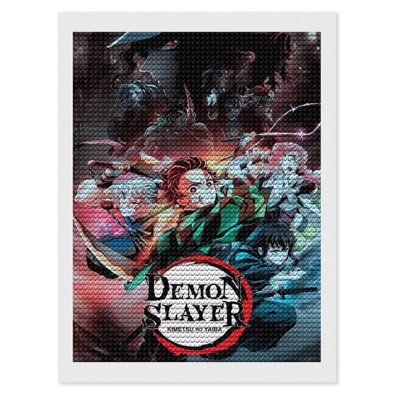 Demon Slayer Diamond Art Kits for Adults 5D Diamond Art Kit Paint by Number for Beginners, DIY Paint with Round Full Drill Diamonds Gem Art for Home Wall Decor Gift