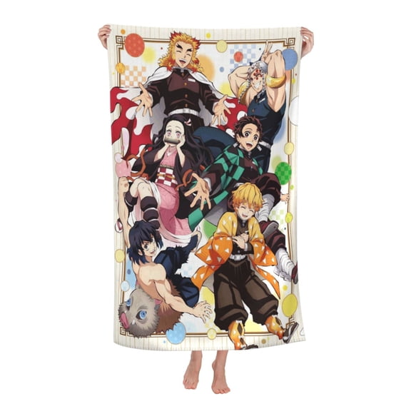 Demon Slayer Fade-Resistant Print Bath Towels Soft Absorbent Large Bath Towels Quicker Dry Towels For Bathroom Gym, Shower, Hotel, Beach
