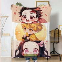 Demon Slayer Flannel Throw Blanket Cartoon Blanket Soft Plush Blankets Room Decorative Blankets for Women Men 40x50 inch