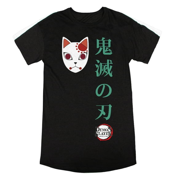Demon Slayer Fox Mask and Kanji Women's Black T-shirt