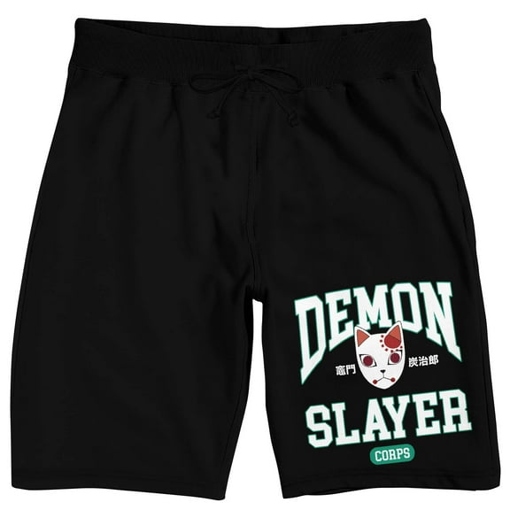 Demon Slayer Fox Warding Mask Men's Black Sleep Pajama Shorts-XL