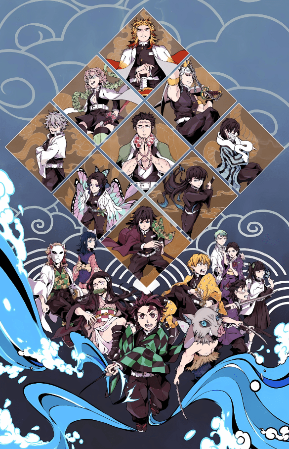 Hashria Collage Demon Slayer Full Cast Flannel Blanket - Hashira & Core Crew Collage ...