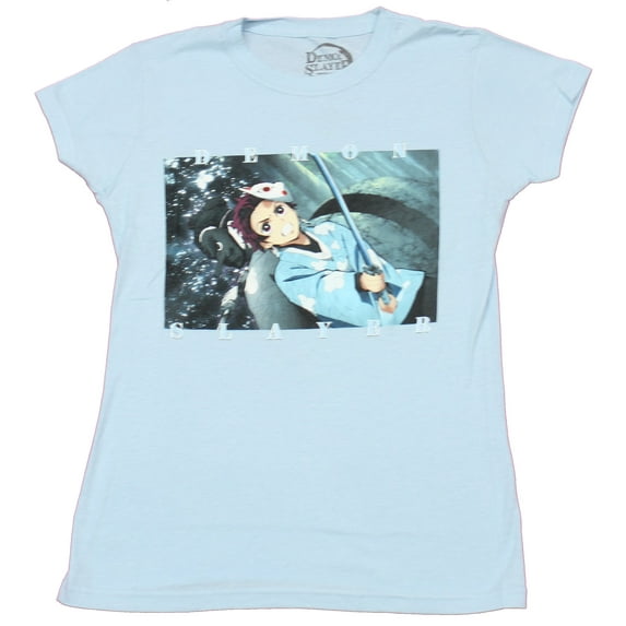 Demon Slayer Girls Juniors T-Shirt - Kimetsu No Yaiba Tanjiro Photo Box (Medium)