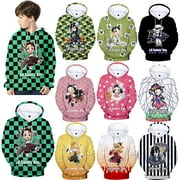 KCYSTA Demon Slayer Graphic Family Hoodie for Adult Kids Pullover Anime Character Sweatshirt