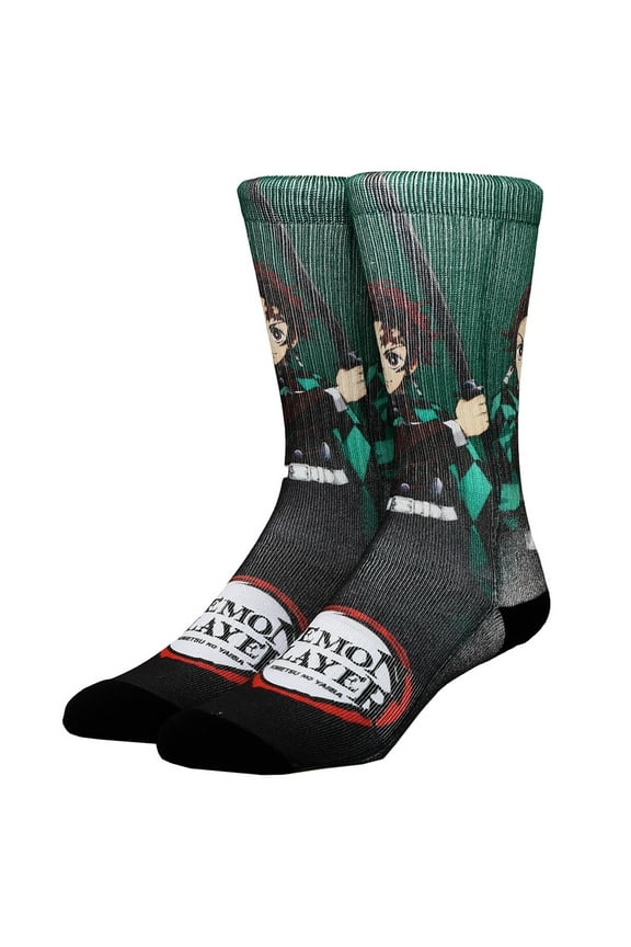 Demon Slayer Green Sublimated crew Socks for Men