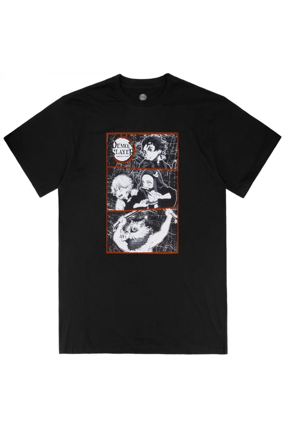 Demon Slayer Characters Black and White Manga Panels T-Shirt-Medium