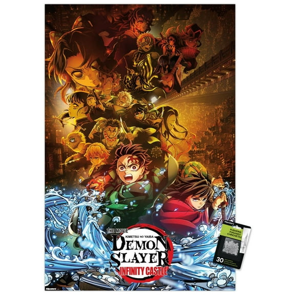 Demon Slayer: Infinity Castle (2025) - Group Key Art Wall Poster with Push Pins, 22.375" x 34"