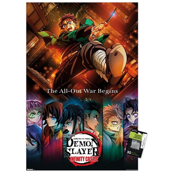 Demon Slayer: Infinity Castle (2025) - Key Art Wall Poster with Push Pins, 22.375" x 34"