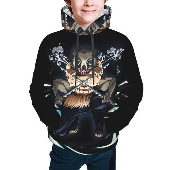 Demon Slayer Inosuke Hashibira Kids' Hoodie 3d Print Sweatshirt Soft Pullover Hooded With Big Pockets For Boys Or Girls Small