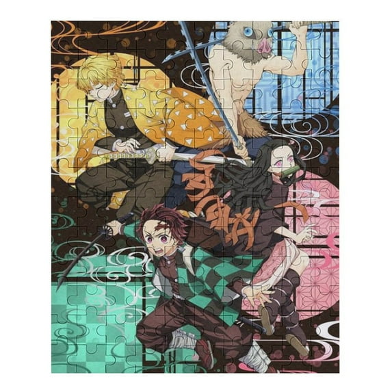 Demon Slayer Jigsaw Puzzle, Wood Puzzles Adult, 120 PCS Jigsaw Puzzle Perfect for Game Nights