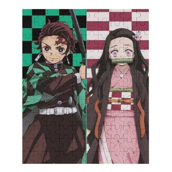 Demon Slayer Jigsaw Puzzle, Wood Puzzles Adult, 70 PCS Jigsaw Puzzle Perfect for Game Nights