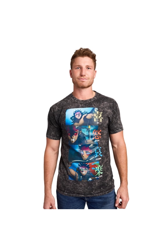 Demon Slayer Joy Sorrow Anger Pleasure Men's Black Crew Neck Short Sleeve T-shirt - XL