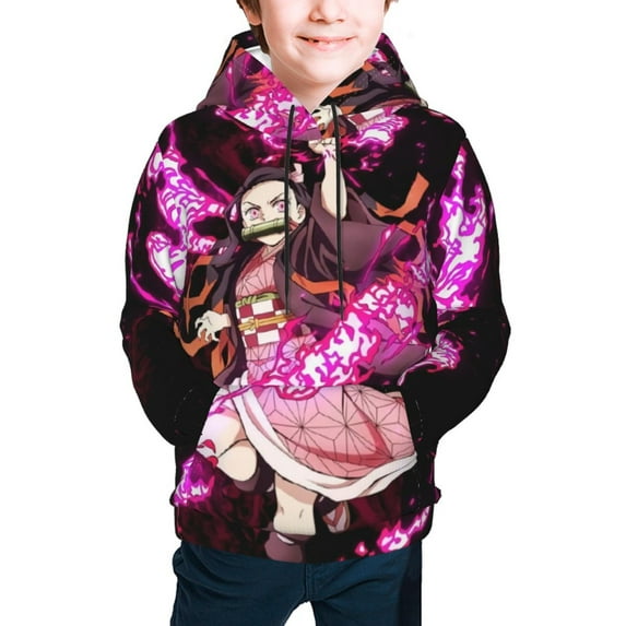 Demon Slayer Kamado Nezuko Kids' Hoodie 3D Print Sweatshirt Soft Pullover Hooded with Big Pockets Fans Gifts for Boys or Girls Small