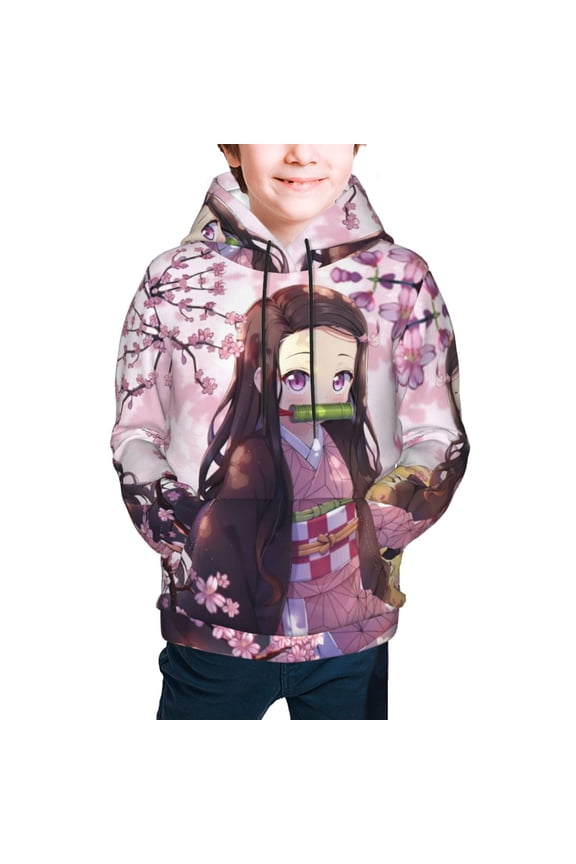 Demon Slayer Kamado Nezuko Kids' Hoodie 3D Print Sweatshirt Soft Pullover Hooded with Big Pockets Fans Gifts for Boys or Girls Small