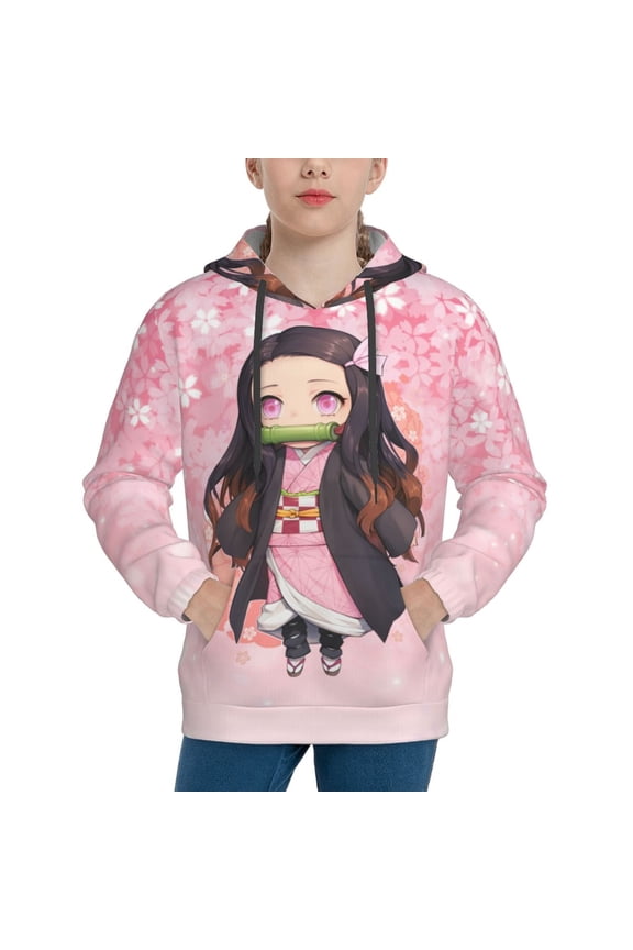 Demon Slayer Kamado Nezuko Kids' Hoodie 3d Print Sweatshirt Soft Pullover Hooded With Big Pockets Fans Gifts For Boys Or Girls Medium