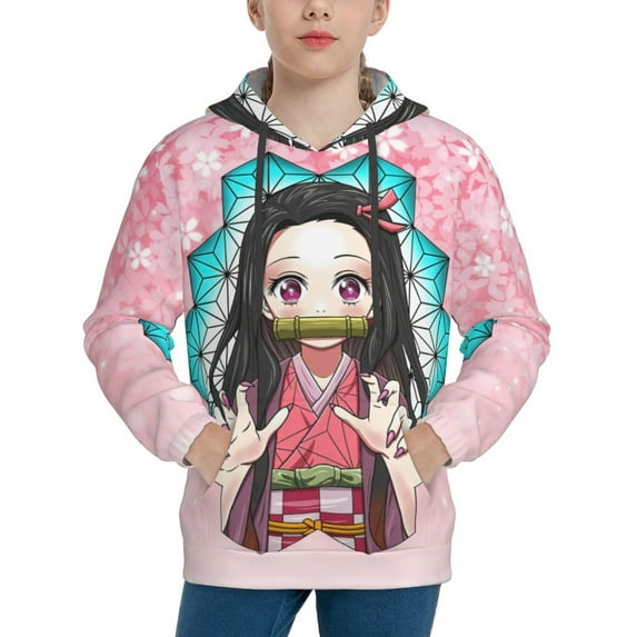 Demon Slayer Kamado Nezuko Kids' Hoodie 3d Print Sweatshirt Soft Pullover Hooded With Big Pockets Fans Gifts For Boys Or Girls Small