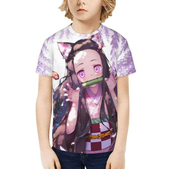 Demon Slayer Kamado Nezuko Kids T-Shirt 3d Printed Graphic T-Shirts Boys And Girls Short Sleeve Shirts For Youth Kids X-Small