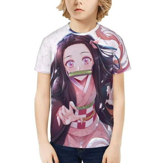 Demon Slayer Kamado Nezuko Kids T-Shirt 3d Printed Graphic T-Shirts Boys And Girls Short Sleeve Shirts For Youth Kids X-Small