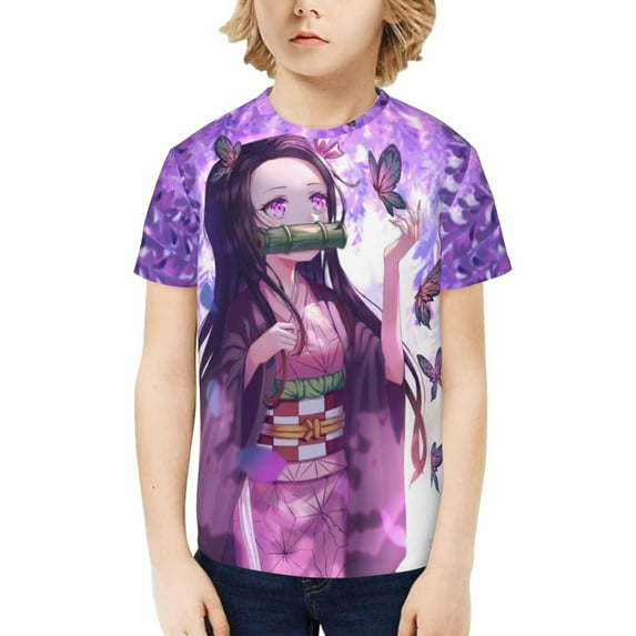 Demon Slayer Kamado Nezuko Kids T-Shirt 3d Printed Graphic T-Shirts Boys And Girls Short Sleeve Shirts For Youth Kids X-Small