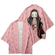 Demon Slayer Kamado Tanjiro and Nezuko Cosplay 3D Print Kimono, For Kid Adult,size100-8XL