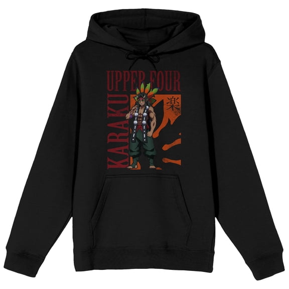 Demon Slayer Karaku Adult Black Long Sleeve Hooded Sweatshirt-Large