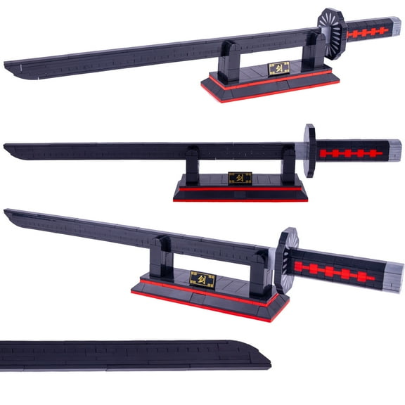 Demon Slayer Katana Sword Building Blocks Set with Stand, 20.7in Tanjiro Model, Collector Anime Gift