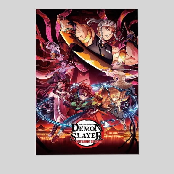 Demon Slayer - Key Visual 1 Wall Poster Black Unframed Version Size 16x24 - Postora