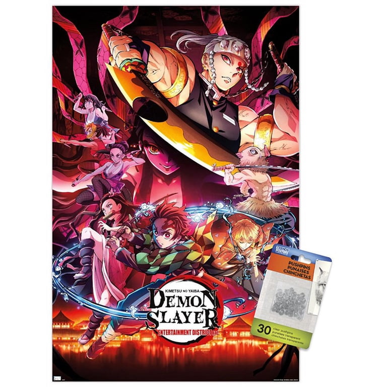 Demon Slayer - Key Visual 1 Wall Poster with Push Pins, 14.725