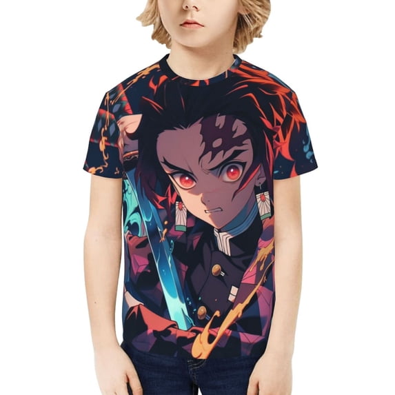 Demon Slayer Kids' Short Sleeve T-Shirt Print Tee Shirts For Boys & Girls Summer Casual Wear Fashion Top Blouse Small