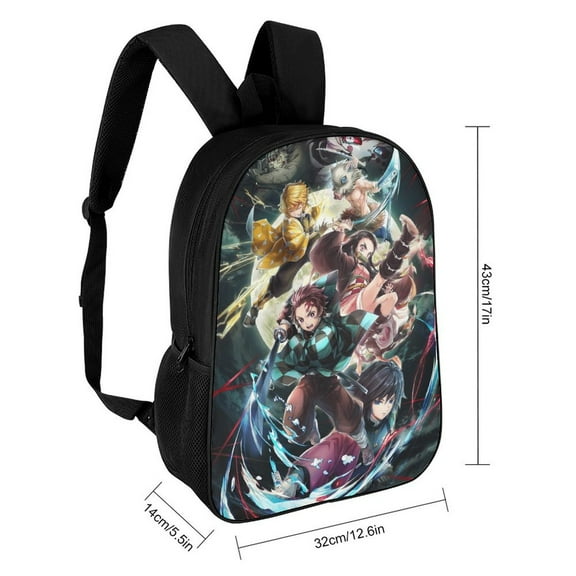 Demon Slayer Kimetsu No Yaiba Backpack for School College 17 Inch Lightweight Waterproof School Book Bag with Adjustable Straps