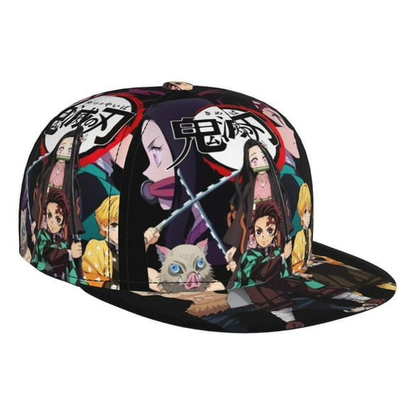 Demon Slayer: Kimetsu No Yaiba Baseball Cap For Men, Women & Kids, Classic Flat Brim Hat Hip Hop Trucker Hat Adjustable Snapback Hat