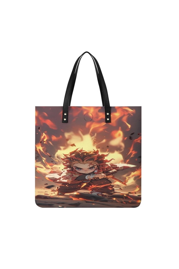 Demon-Slayer-Kimetsu-No-Yaiba Handbag, Casual PU Leather Tote Bag, Shoulder Handbags with Top Magnetic Snap Closure For Girl Ladies Women Travel Shopping