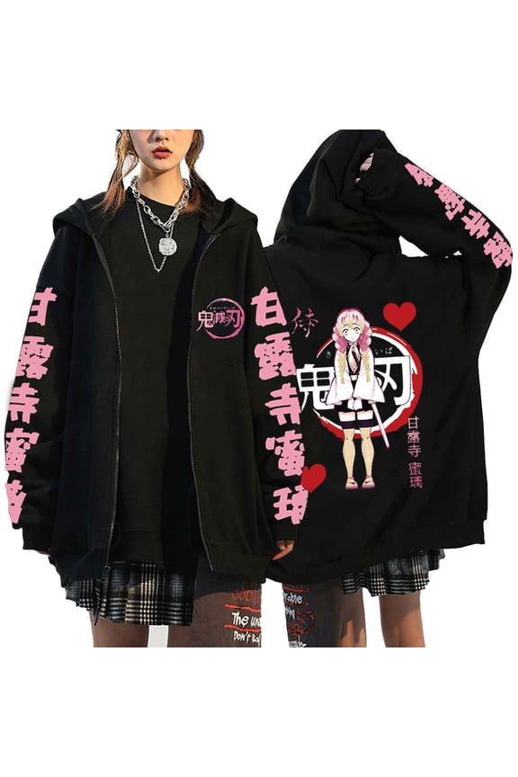 Demon Slayer: Kimetsu No Yaiba Hooded Coat Jacket Casual Outerwear Zipper Soft And Comfortable For Both Men And Women Suitable Fall Winter Outfits