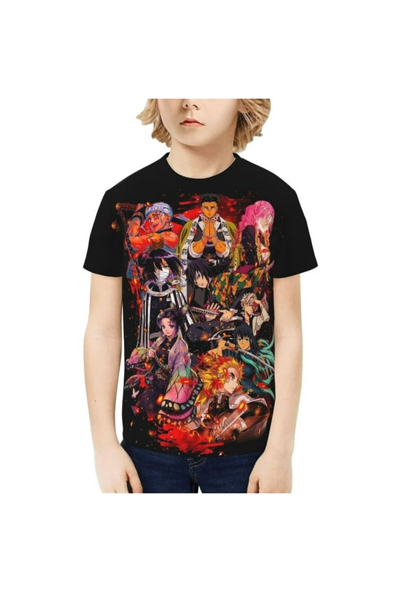 Demon Slayer: Kimetsu No Yaiba Kids T-Shirt 3d Printed Graphic T-Shirts Boys And Girls Short Sleeve Shirts For Youth Kids Large