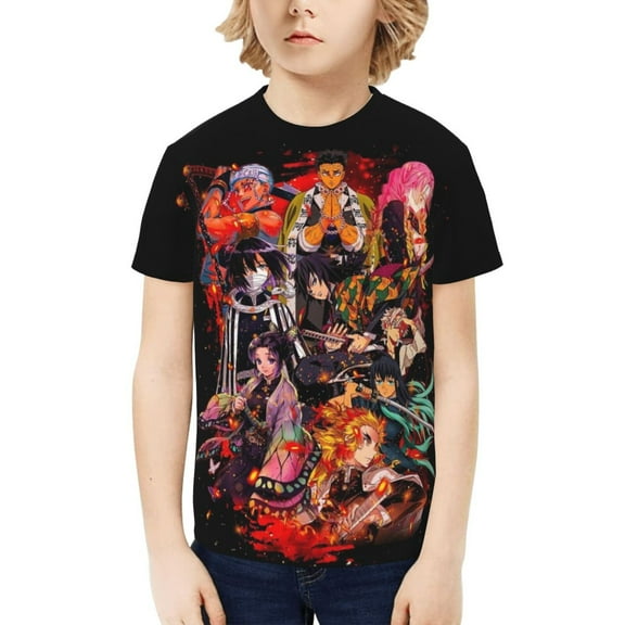 Demon Slayer: Kimetsu No Yaiba Kids T-Shirt 3d Printed Graphic T-Shirts Boys And Girls Short Sleeve Shirts For Youth Kids X-Small