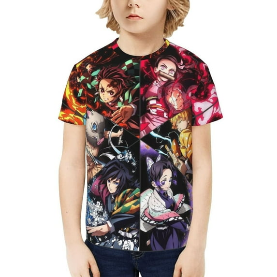 Demon Slayer: Kimetsu No Yaiba Kids T-Shirt 3d Printed Graphic T-Shirts Boys And Girls Short Sleeve Shirts For Youth Kids X-Small