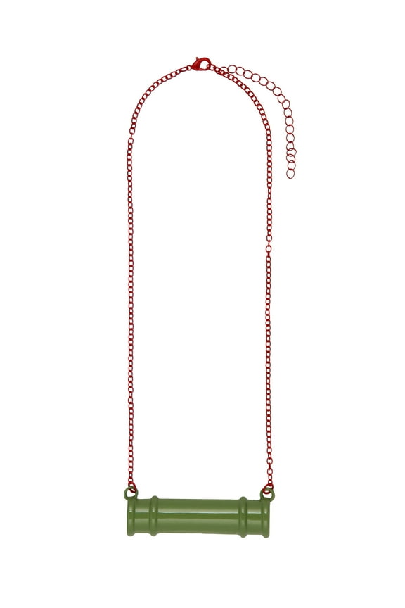 Demon Slayer Kimetsu No Yaiba Nezuko Bamboo Mouth Guard Replica Necklace With Red Adjustable Chain and Lobster Clasp