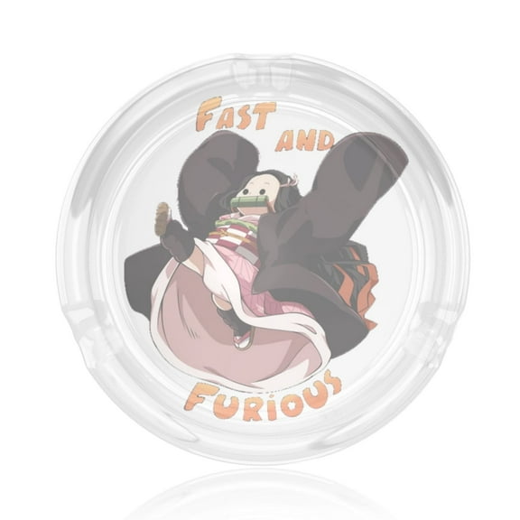 Demon Slayer Kimetsu No Yaiba-Nezuko Round Glass Ashtray 3d Printing For Indoor And Outdoor, Home, Office, Tabletop Decoration (3.5" Diameter)