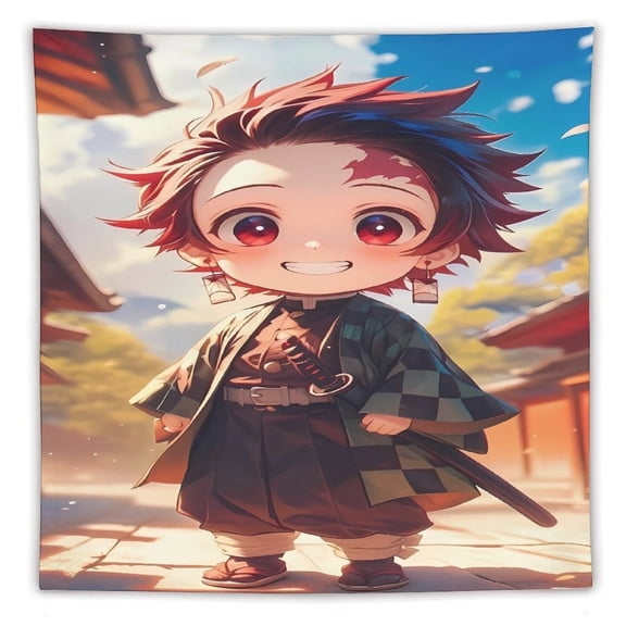 Demon-Slayer-Kimetsu-No-Yaiba Tapestry, Wall Hanging Decor, Aesthetic for Bedroom, Living Room, Dorm, Soft Fabric Home Accent 60"x60"