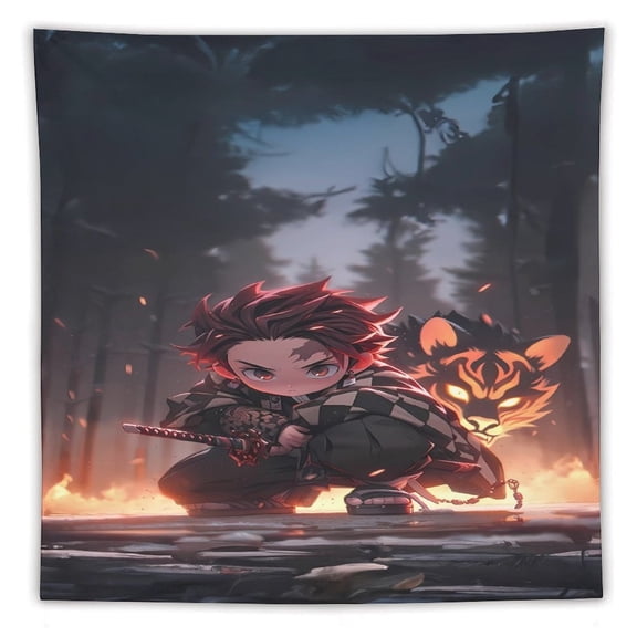 Demon-Slayer-Kimetsu-No-Yaiba Tapestry, Wall Hanging Decor, Aesthetic for Bedroom, Living Room, Dorm, Soft Fabric Home Accent 60"x60"