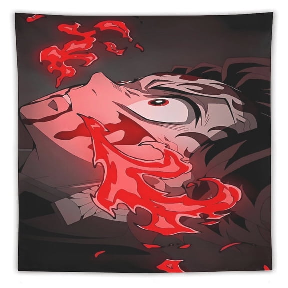 Demon-Slayer-Kimetsu-No-Yaiba Tapestry, Wall Hanging Decor, Aesthetic for Bedroom, Living Room, Dorm, Soft Fabric Home Accent 60"x60"
