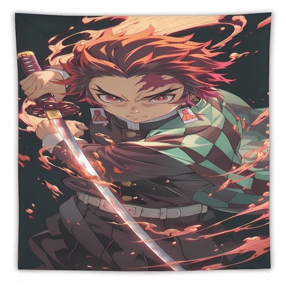 Demon-Slayer-Kimetsu-No-Yaiba Tapestry, Wall Hanging Decor, Aesthetic for Bedroom, Living Room, Dorm, Soft Fabric Home Accent 60"x60"